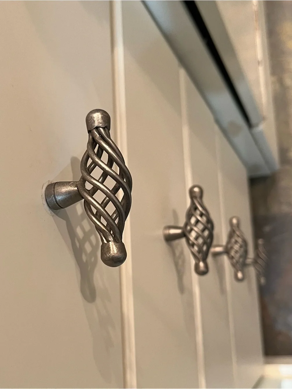 Amerock Brushed Pewter Village Birdcage pulls for cabinets